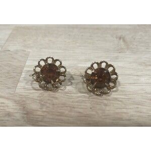 VTG Sarah Coventry Rootbeer Glass Layered Earrings 60s Grannycore Grannychic